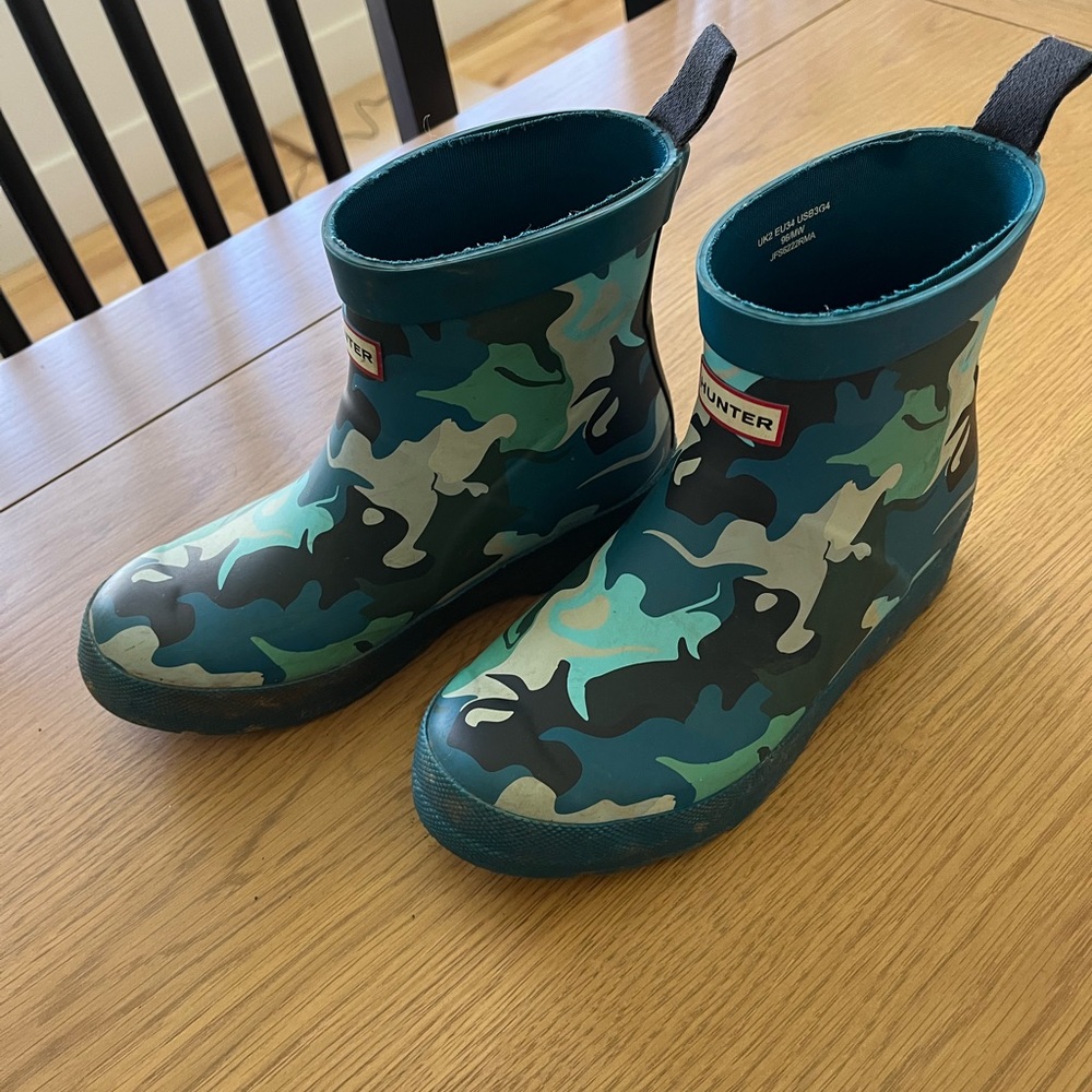HUNTER Kids Teal & Navy Camouflage Rain Boots - Picture 5 of 10